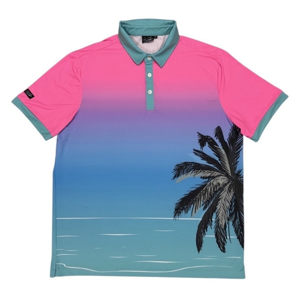 Sunday Swagger Golf Polo Shirt Men's XL  Miami Vice Palm Tree Ombre